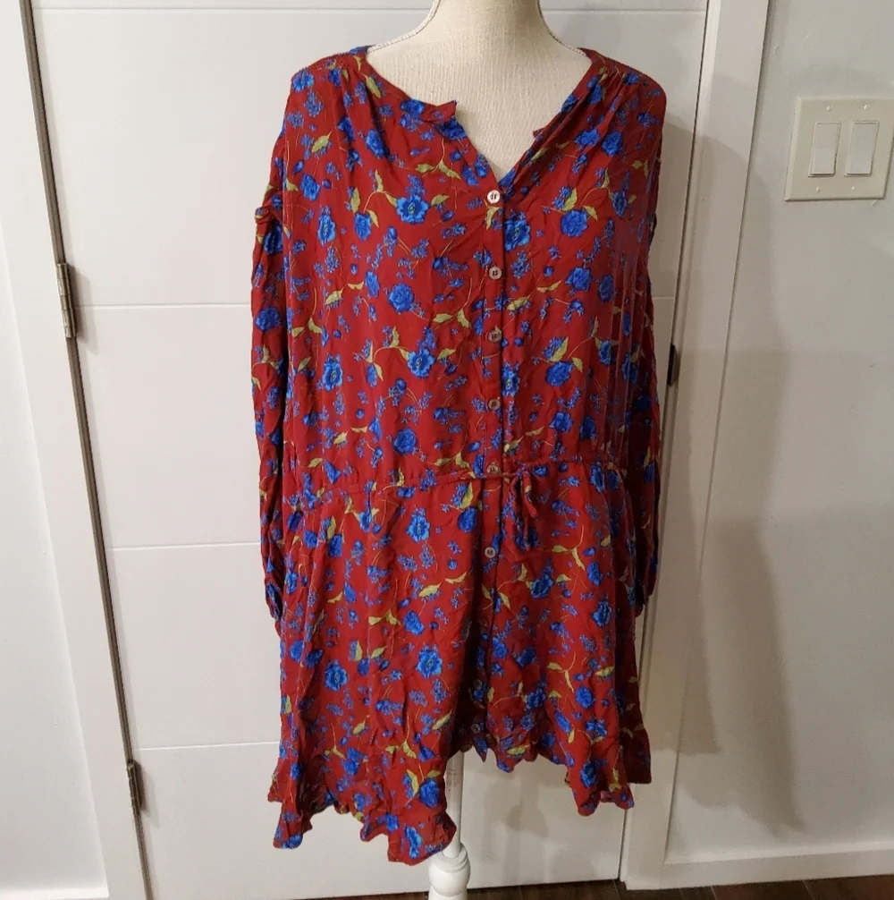 Free People Flower Fields Mini Oversize Dress Size XL